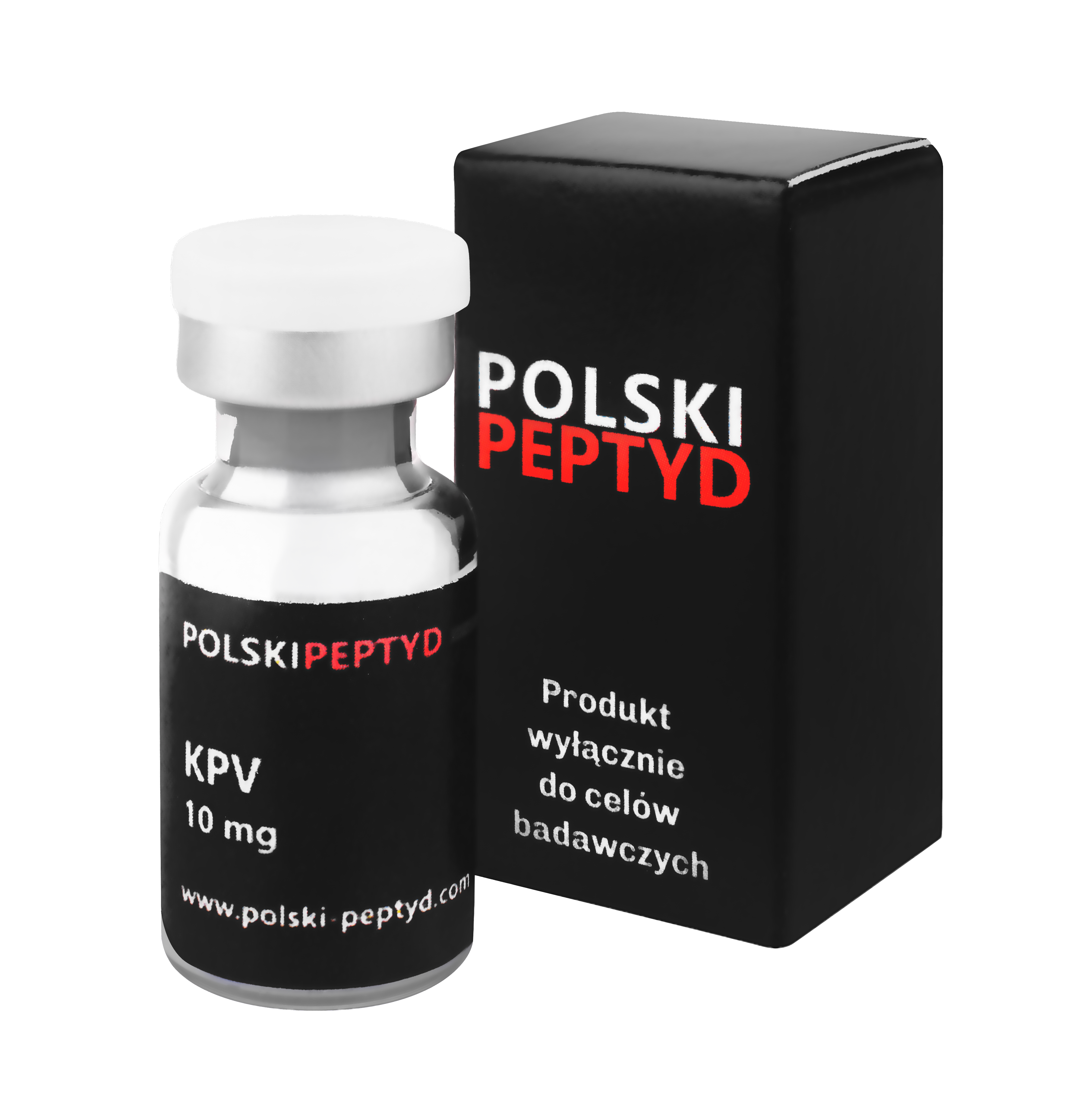 Naklejka na fiolce informująca o właściwościach przebadanego peptydu KPV 10mg.
