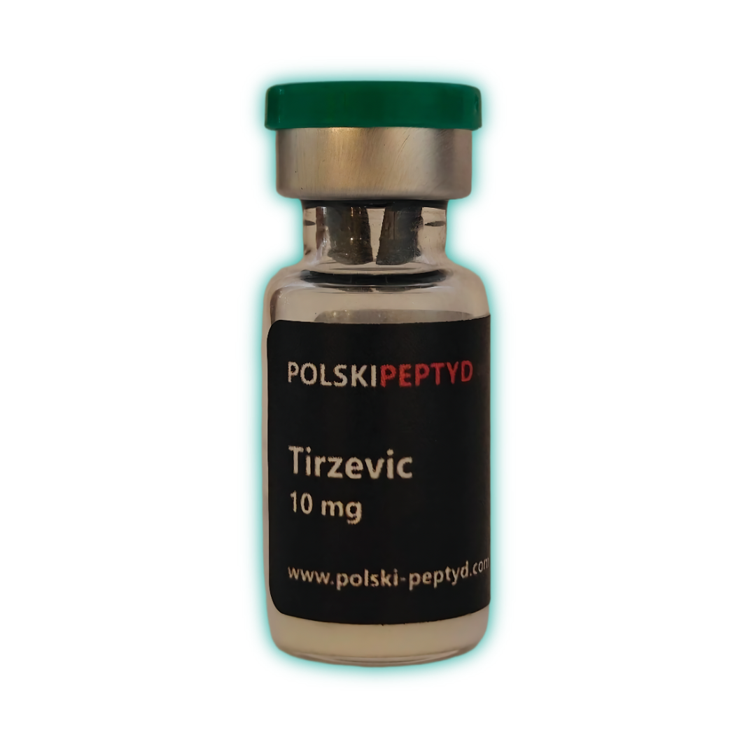 Fiolka przebadanego peptydu Tirzevic 10mg (GLP-1 + GIP) o wysokiej jakości.
